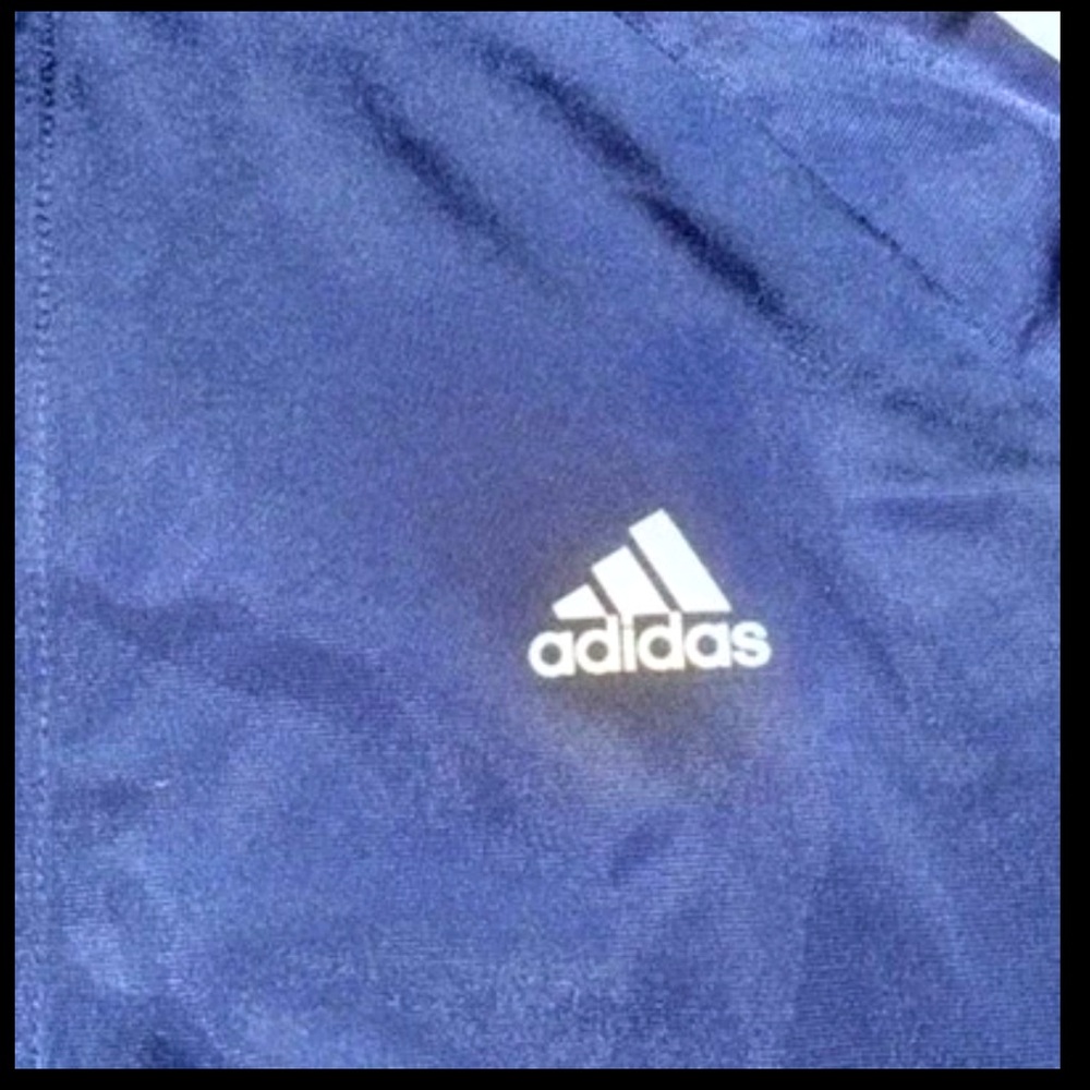 Vintage Adidas Running Track Jacket Full Zip Blue W/3 White Strips Pockets Uni - Picture 3 of 7